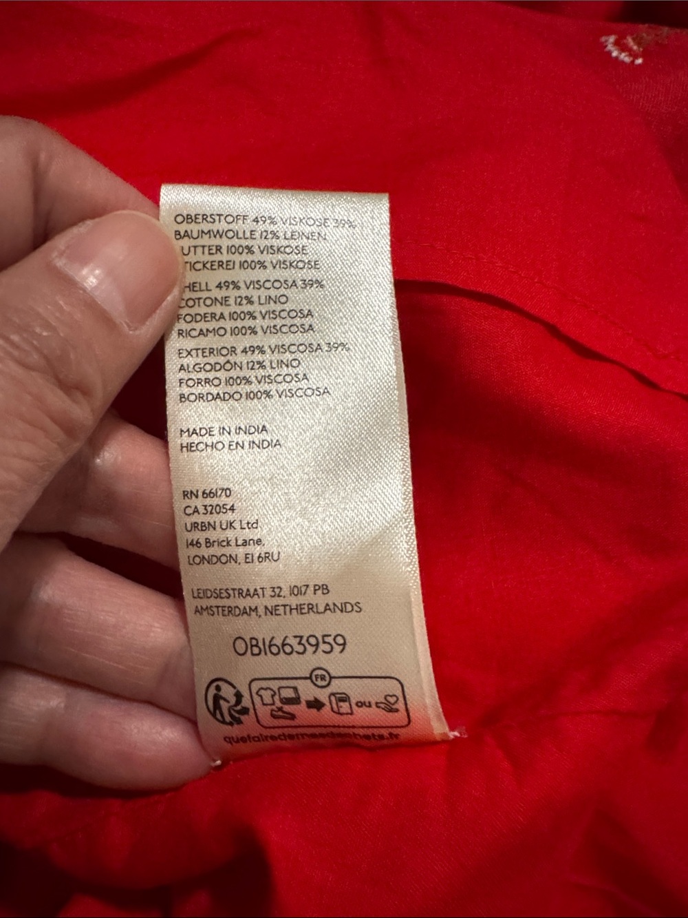 Free People Wildflower Mini Dress Red Embroidered Floral Linen Summer Boho-L - Picture 9 of 9